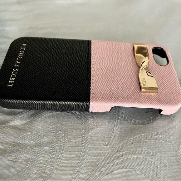 Victoria’s Secret Pink & Black Faux Leather Gold Metal Bow iPhone 5/5S/SE - Picture 3 of 7